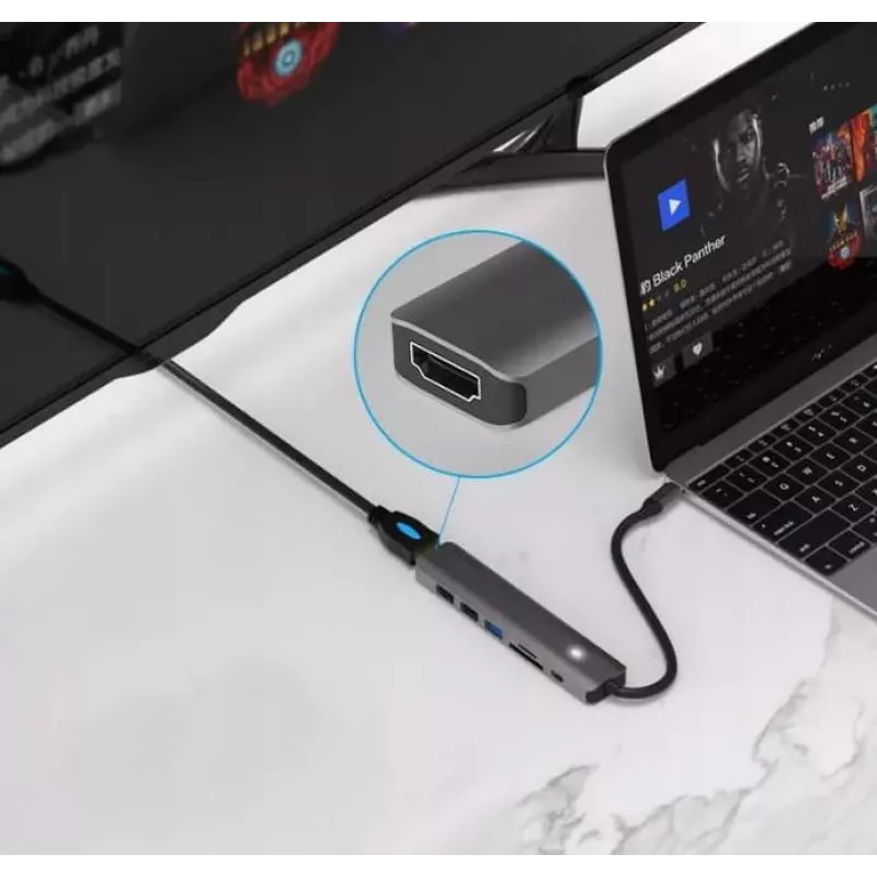 ZENWIRE BS-HC703 USB-C 7-v-1 hub adaptér s HDMI 4K, USB 3.0, SD, PD