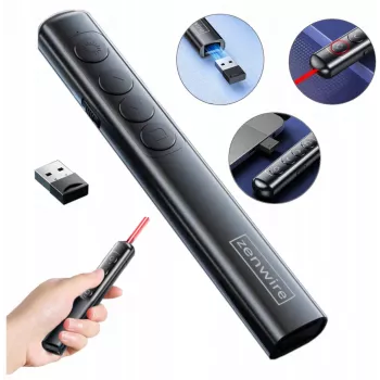 ZENWIRE S9 USB prezentačný laserový ukazovateľ, 2,4 GHz, červený laser, čierna