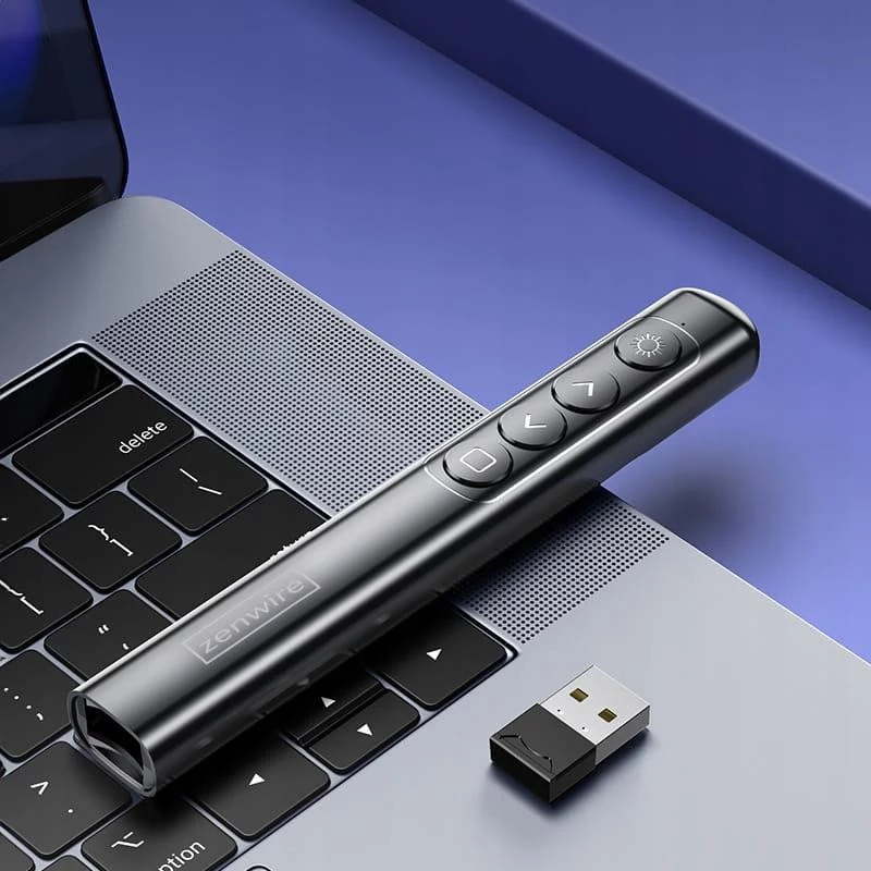 ZENWIRE S9 USB prezentačný laserový ukazovateľ, 2,4 GHz, červený laser, čierna