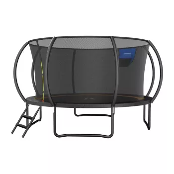 MERACH MR-2429B2 trampolína, 3,6 m (12 ft) so záchytnou sieťou a rebríkom, čierna/modrá