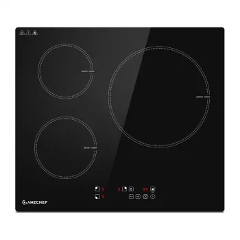 AMZCHEF CE-T-74IB3xyzf-CS 3-zónová indukčná varná doska, 7400W, na zabudovanie, dotykové ovládanie, čierna sklokeramika