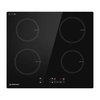 AMZCHEF CE-T-74IB4xyzf-CS 4-zónová indukčná varná doska 7400W na zabudovanie s boosterom, časovačom, detskou poistkou