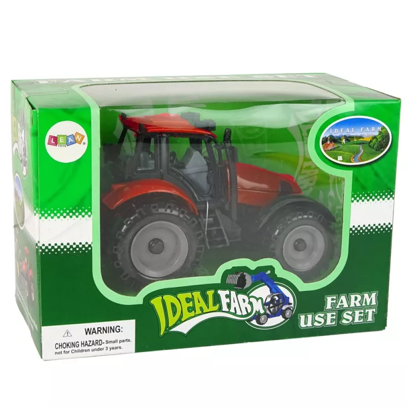 LEAN TOYS malý traktor so sklopnou kapotou, červený, 13 cm