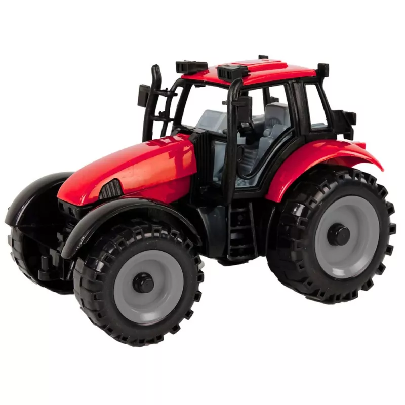 LEAN TOYS malý traktor so sklopnou kapotou, červený, 13 cm