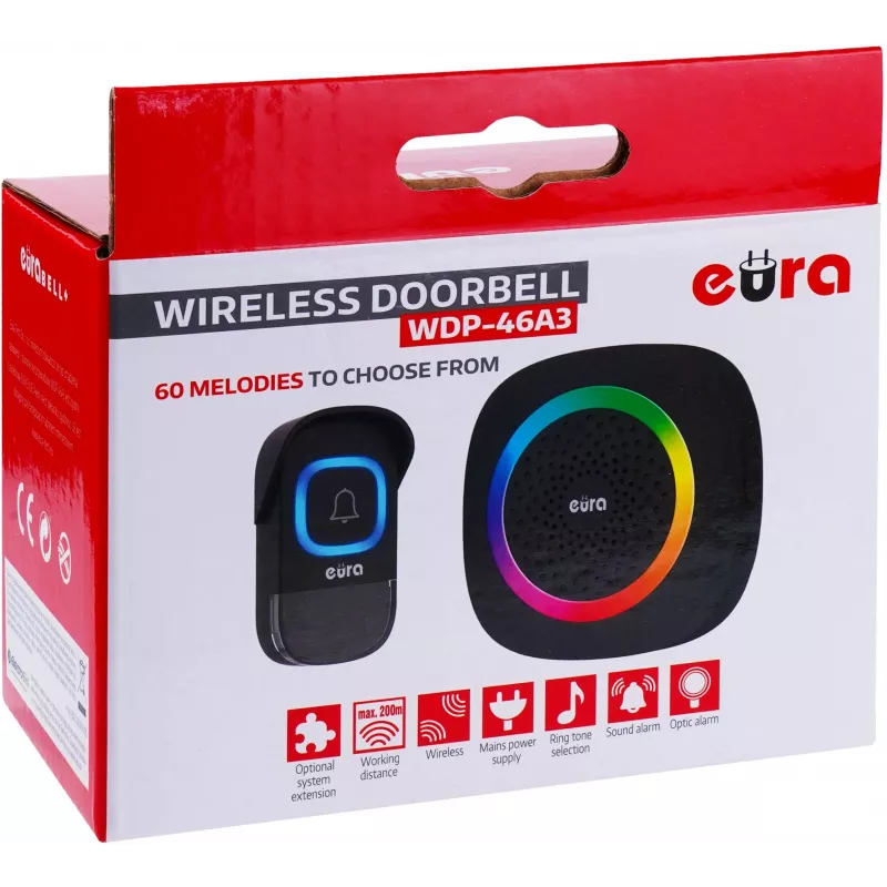 EURA WDP-46A3 bezdrôtová sada zvončeka čierna