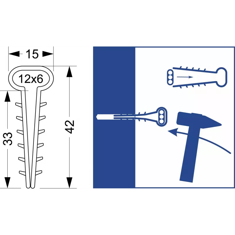 Quick Mount klip - plochý USMP-3 Elektro-Plast Opatówek 600 ks BOX 16.23
