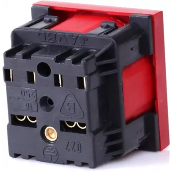 JAVEL 1-modulová jednoduchá zásuvka s poistkou proti vytiahnutiu, červená, 16A 250V AC, podomietková, Type E/F
