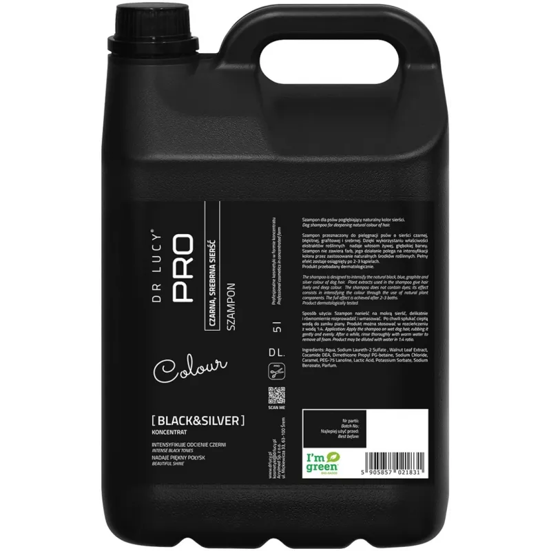DR LUCY Black & Silver šampón pre psov s tmavou srsťou - 5 L