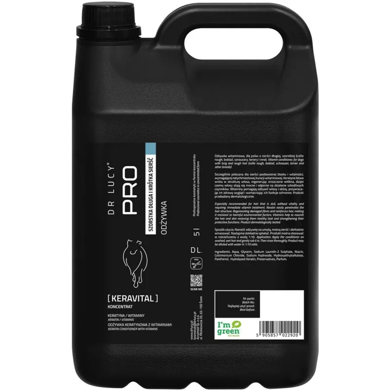 DR LUCY PRO KERAVITAL 5L keratínový a vitamínový kondicionér pre psov s dlhou, hrubou srsťou