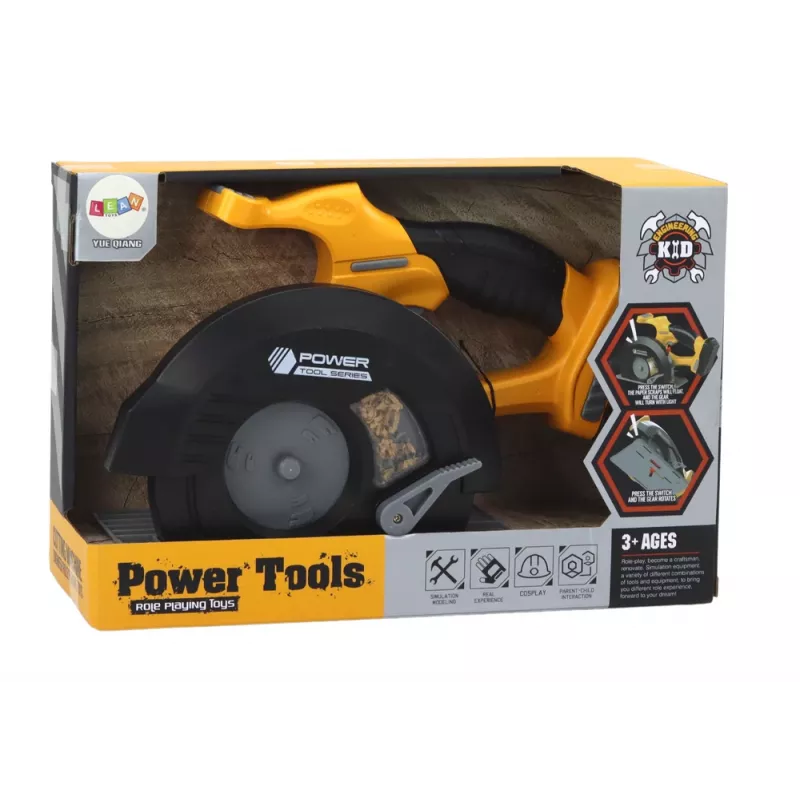 LEAN TOYS hračkárska kotúčová píla žltá so zvukmi