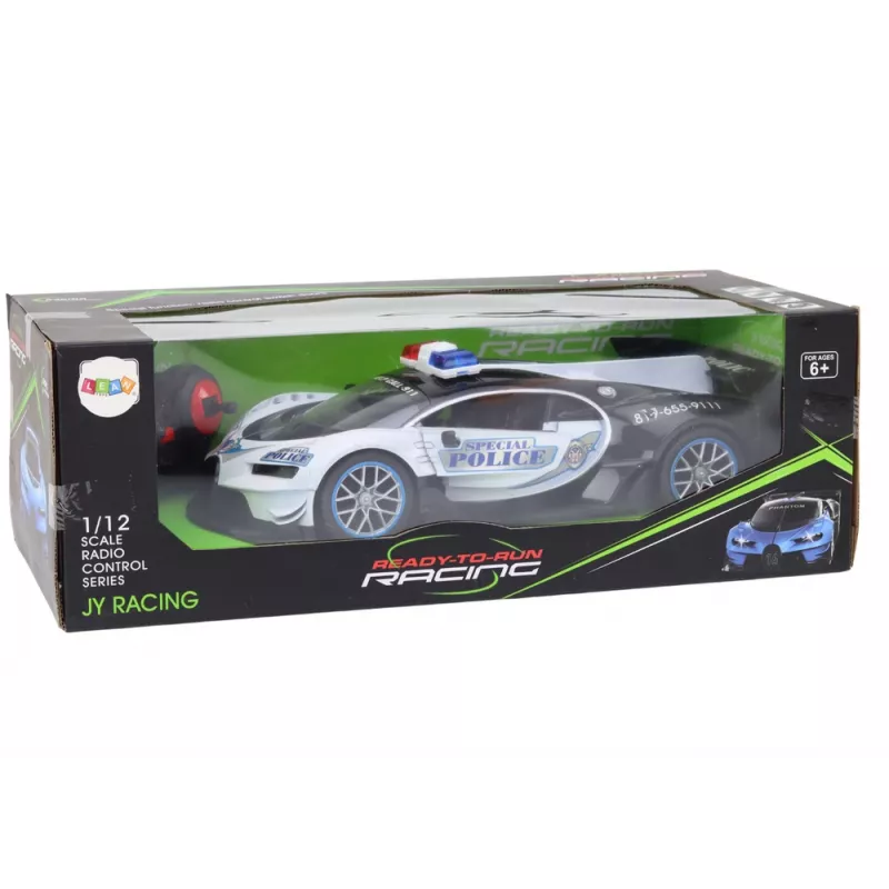 LEAN TOYS diaľkovo ovládané RC policajné auto v mierke 1:12, biele