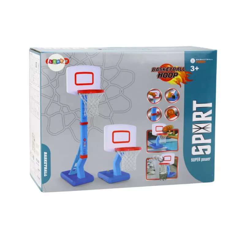 LEAN TOYS basketbalový kôš s nastaviteľným košom a pumpou 138cm modrý