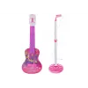 LEAN TOYS elektrická súprava s gitarovým stojanom s mikrofónom, na batérie, ružová