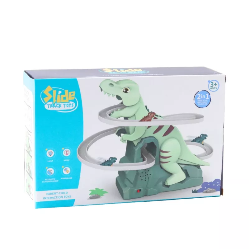 LEAN TOYS dráha šmýkačka dinosaurus lezenie svetlá zvuky