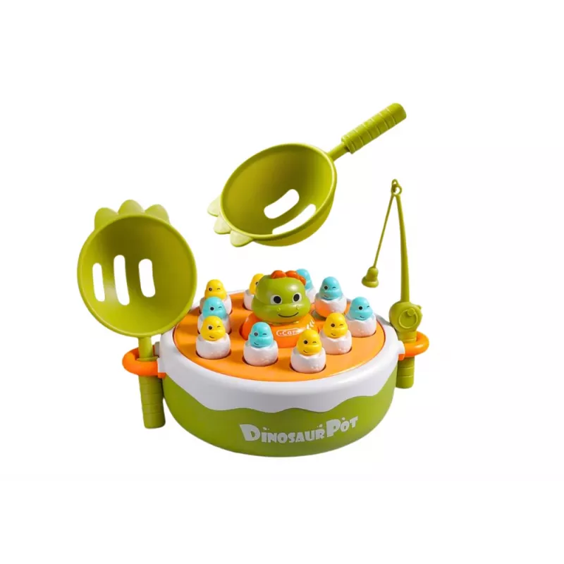LEAN TOYS hra dinosaurus rybárske prúty príslušenstvo drevo zelené
