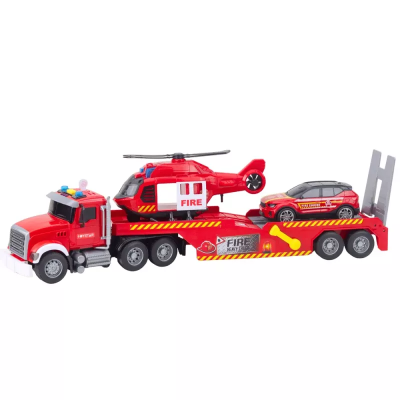 LEAN TOYS hasičské auto odťahové auto helikoptéra auto svetlá zvuky červené