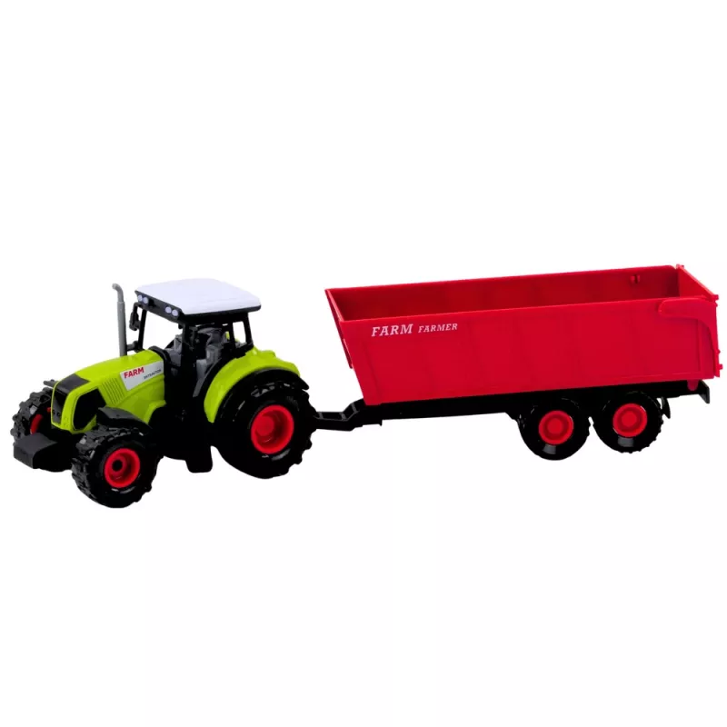 LEAN TOYS sada kamión traktor s prívesom svetlá a zvuky červené