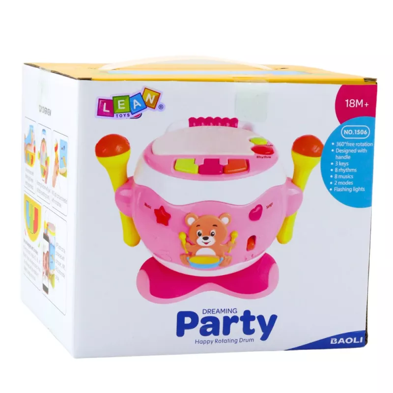 LEAN TOYS baby bubon hudobný interaktívny svetlá zvuky ružový