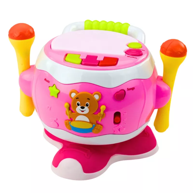 LEAN TOYS baby bubon hudobný interaktívny svetlá zvuky ružový