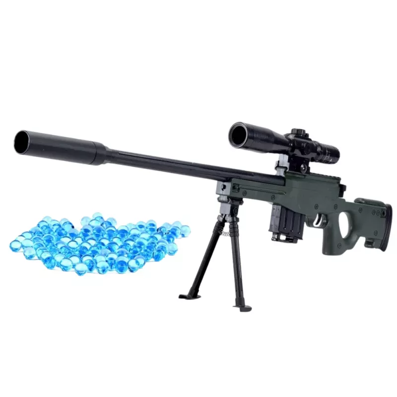 LEAN TOYS Replika ostreľovačskej pušky AWM Stand vodné gélové gule 80cm