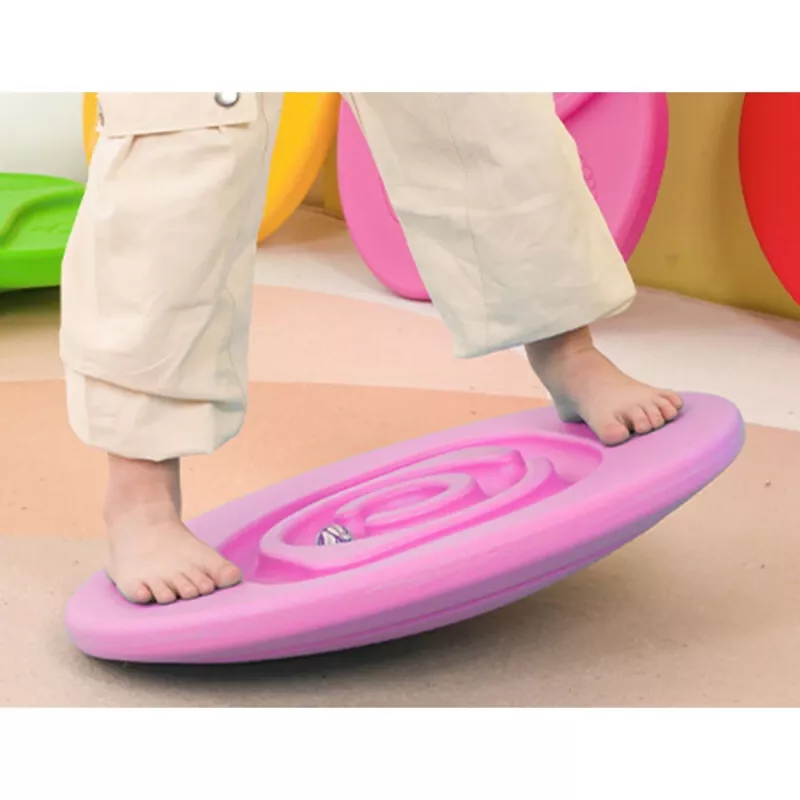 LEAN TOYS Senzorická balančná doska pre deti s gumenými loptičkami 5 ks ružová