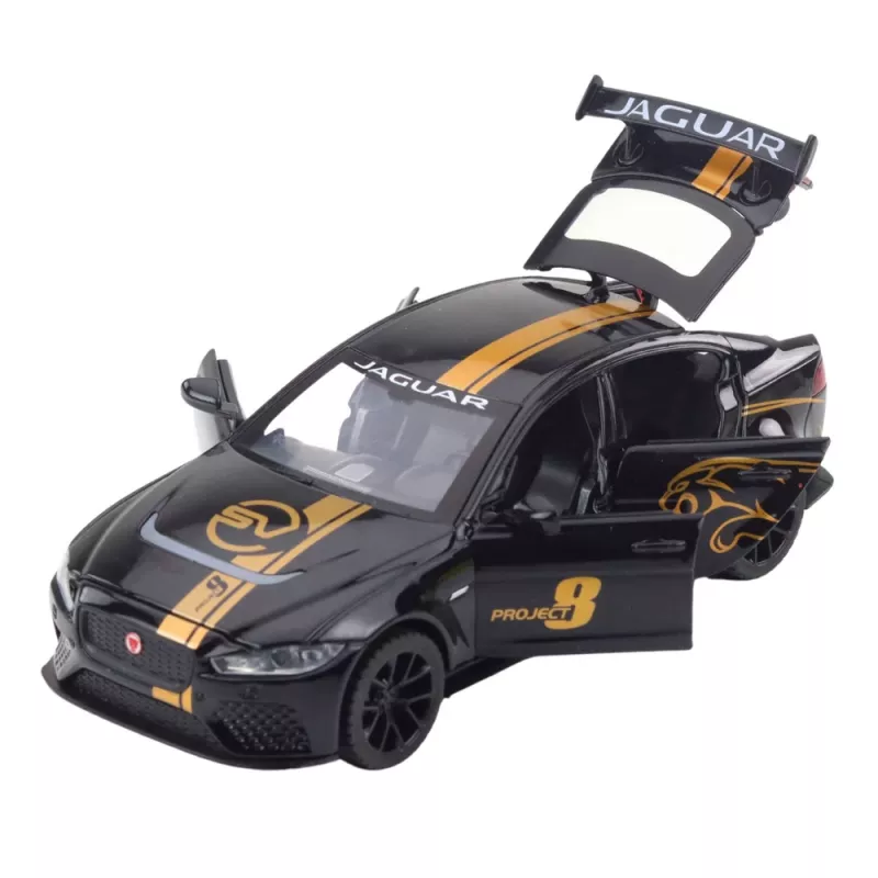 LEAN TOYS Športové auto kovové Pull-Back pohon svetlá zvuky čierna 1:32
