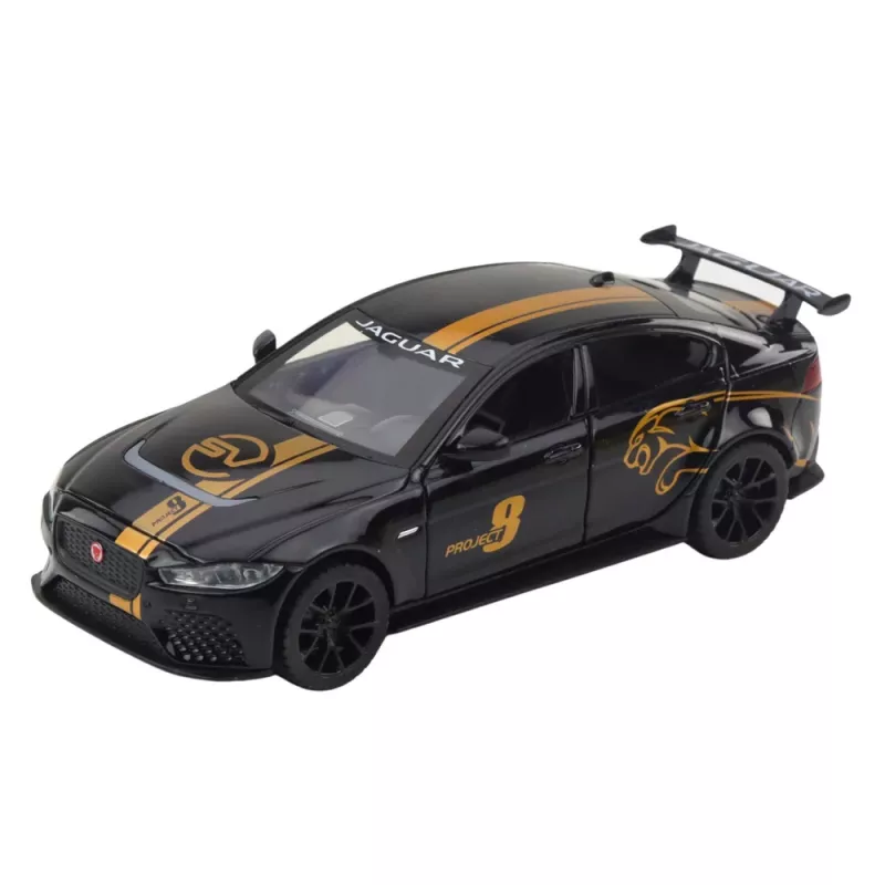 LEAN TOYS Športové auto kovové Pull-Back pohon svetlá zvuky čierna 1:32