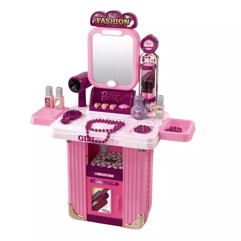 LEAN TOYS Sada toaletného stolíka v kufríku 2-in-1 ružová