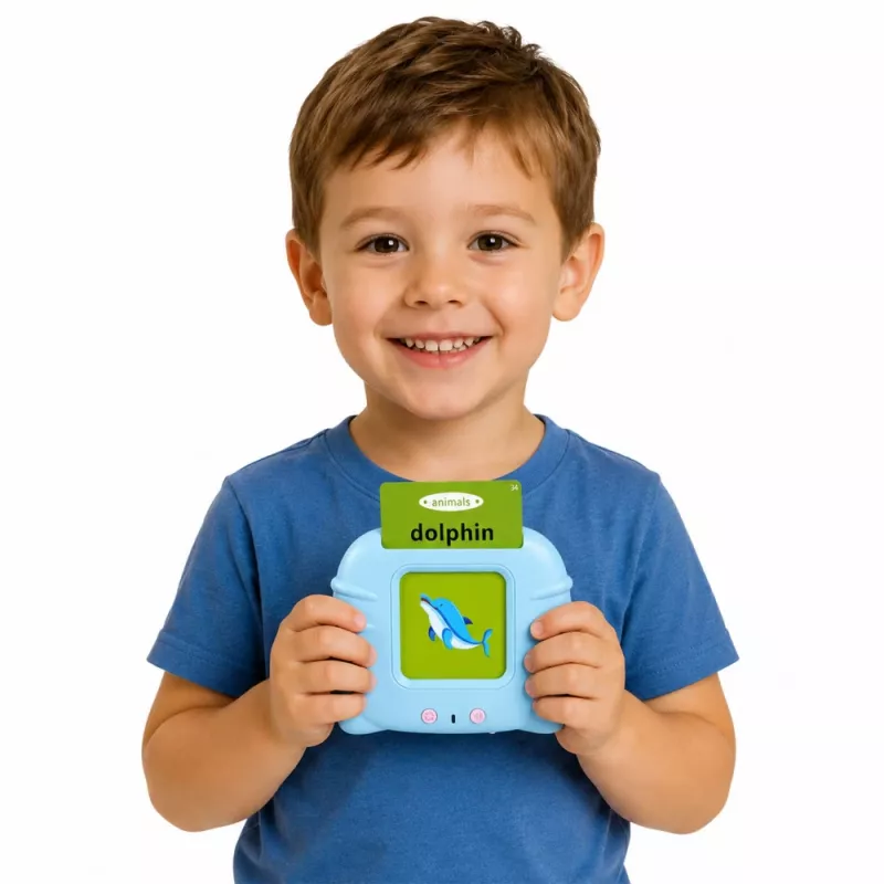 LEAN TOYS Čítačka anglických slovných učebných kariet vzdelávacia hračka modrá