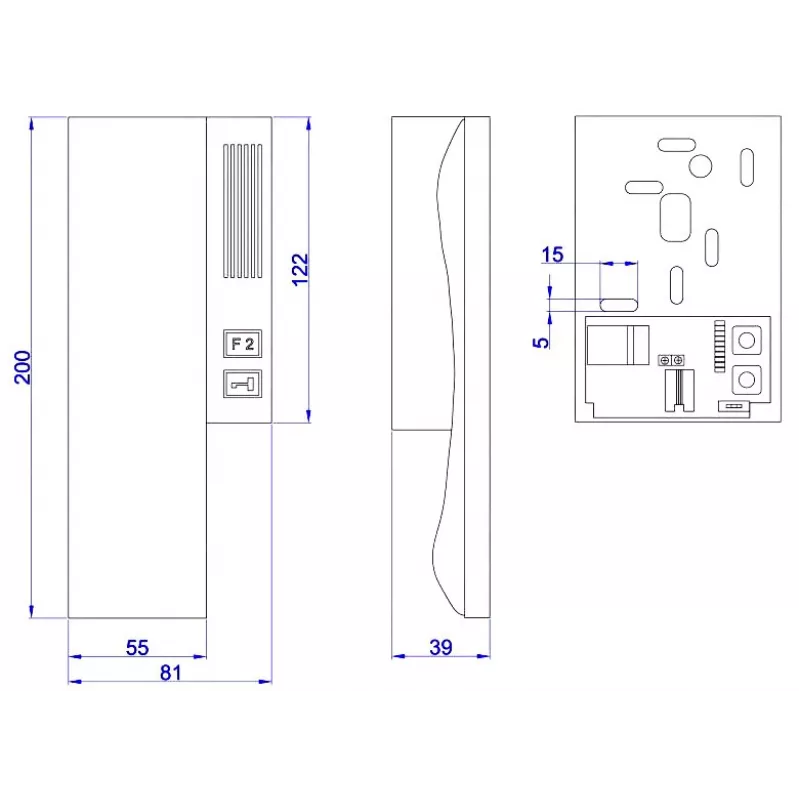 ACO INS-UP UNIFON - audio interkomový mikrotelefón s 2 tlačidlami s magnetickým uchytením mikrotelefónu, biela