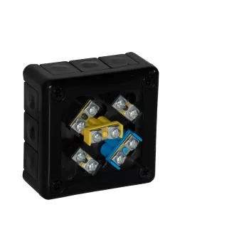 VIPLAST VP-41 nástenná rozvodná krabica so svorkami, 12 káblových vstupov, IP55, čierna, 98x98x42mm