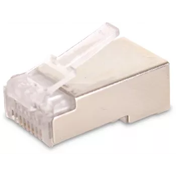GETFORT RJ45 Cat.6 tienený konektor samec 8P8C (100 kusov) - zlaté kontakty, transparentný