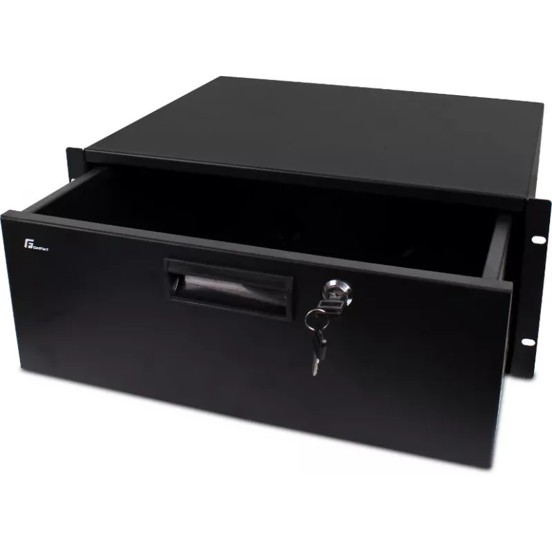 Getfort GF-4U-drawer 4U racková zásuvka - 19 inch výsuvná zásuvka so zámkom, čierna