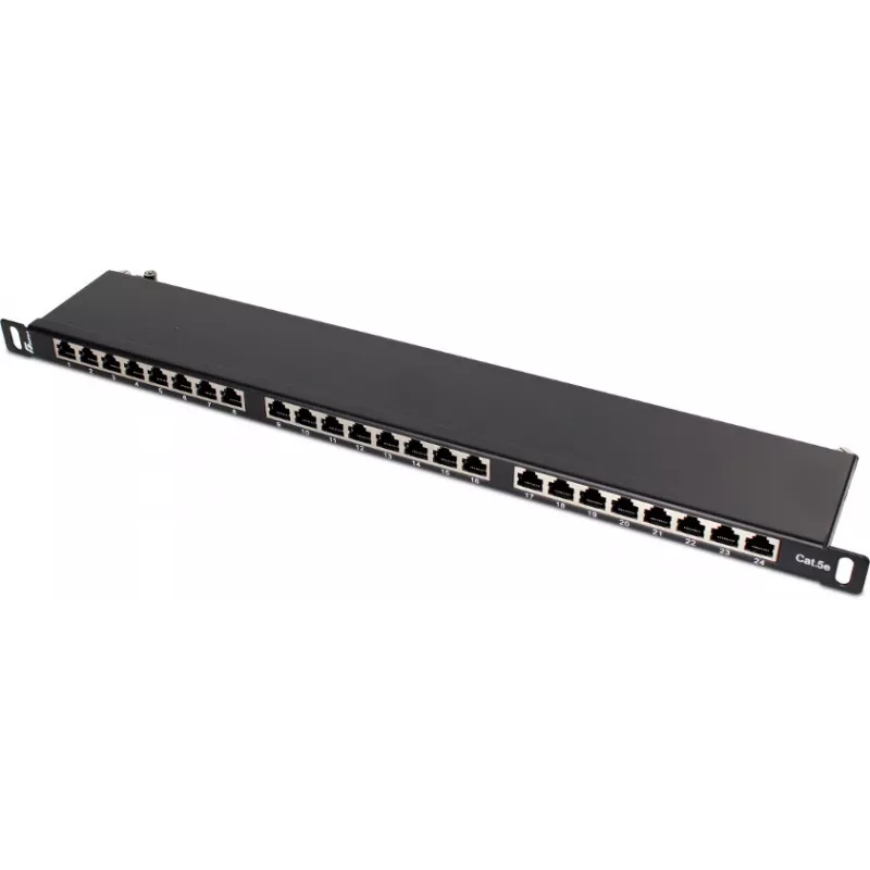 Patch panel FTP Cat.5e 24 port 0.5U čierny GETFORT PGF-5EFTP24-B8