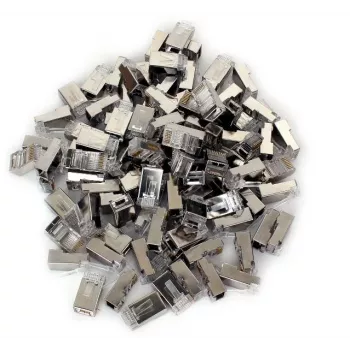 GETFORT RJ45 Cat.6 tienený priechodný konektor 8P8C balenie 100 ks transparentný