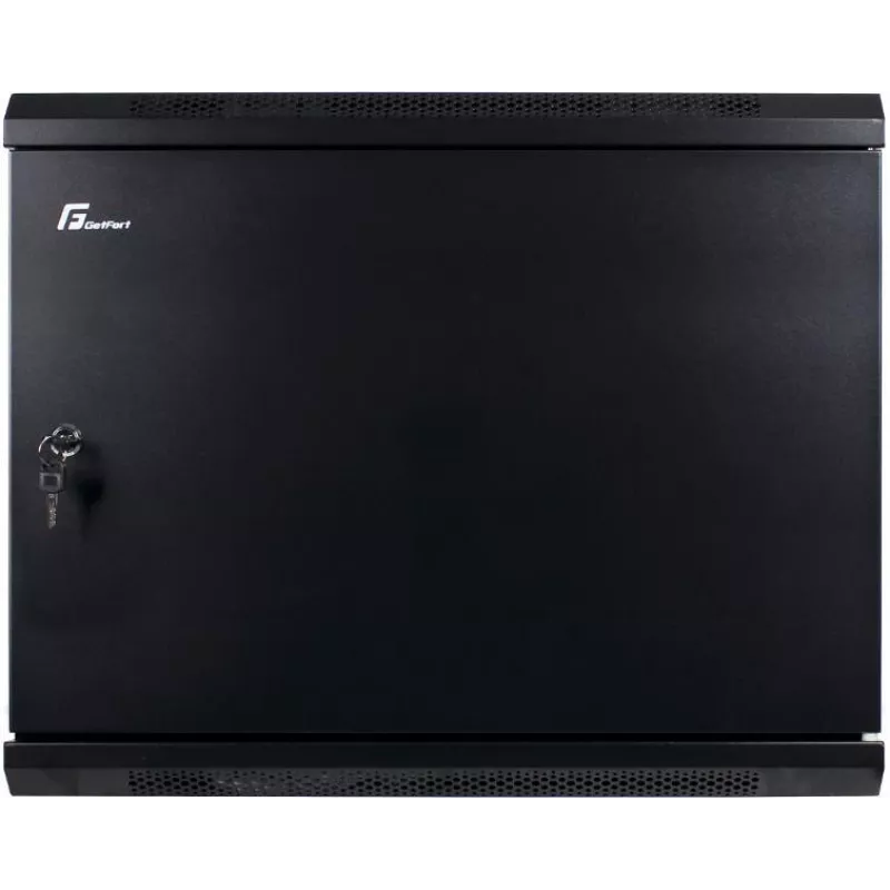 GETFORT 19 inch CALI 9U 600x450 nástenné puzdro s oceľovými dverami, čierna (RAL 9005)