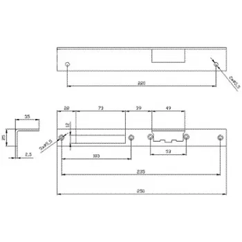 ELEKTRA-PLUS šikmý dlhý pravý kľučkový štít dverí, hnedý, 240x40 mm, oceľ, lakovaný, pre zámok s europrofilovým cylindrom, nástenná montáž, interiérové dvere, séria 2423