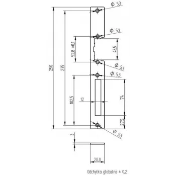 ELEKTRA-PLUS štít pre zapustené zámky, pozinkovaný, 200x20mm