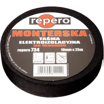 REPERO 734 textilná elektroizolačná páska, bavlna, čierna, 19mm x 25m