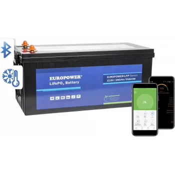 EUROPOWER LFP 12.8V 280Ah LiFePO4 batéria s Bluetooth a vyhrievacou podložkou
