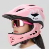 ROCKBROS TT-32002 Rabbit detská konvertibilná prilba s odnímateľnou chráničkou brady, veľkosť M (54-58 cm), ružová