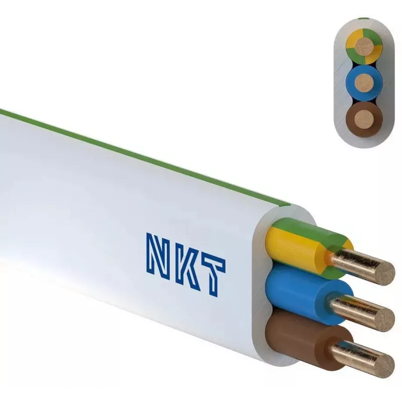 NKT instal PLUS YDYp 3x2,5 mm² elektrický kábel 100m biely