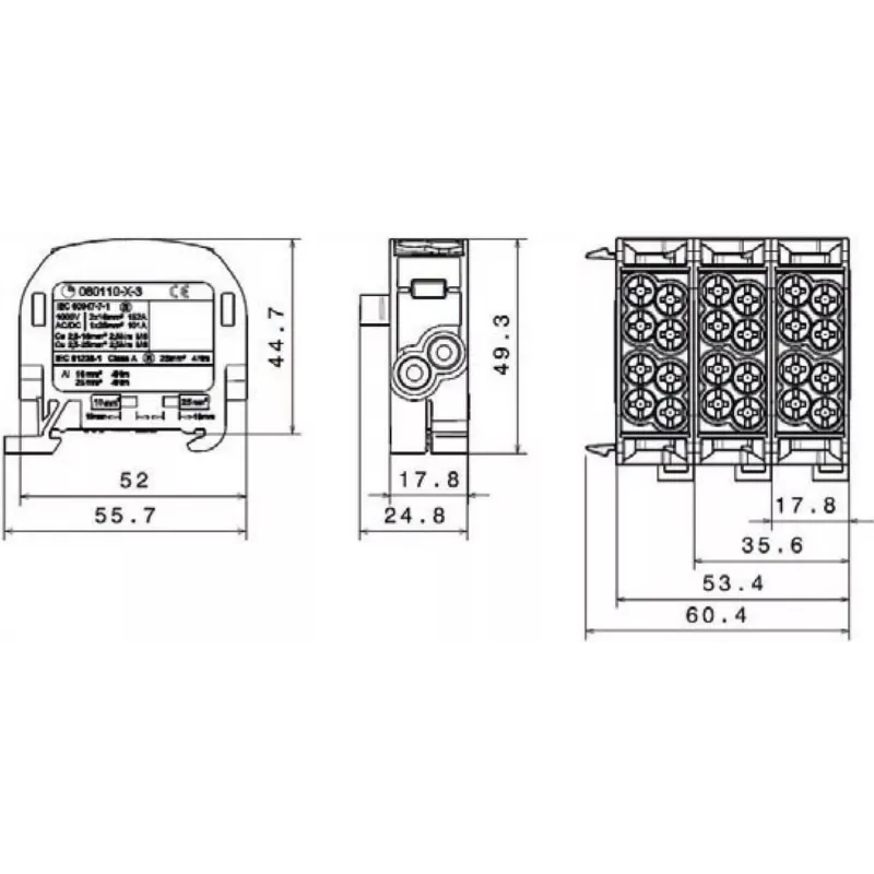 SIMET SCB 25 odbočný rozvodný blok Al/Cu 80-110 SIMBLOCK, modrý 81501003