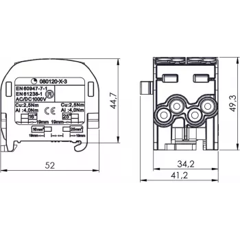 SIMET SCB 25-2 Al/Cu 80-120 SIMBLOCK rozvodný blok - sivý 81505002