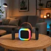 LEAN karaoke set Bluetooth reproduktor dva mikrofóny LED svetlá čierny