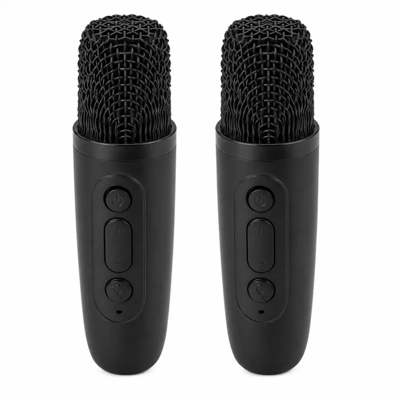 LEAN karaoke set Bluetooth reproduktor dva mikrofóny LED svetlá čierny
