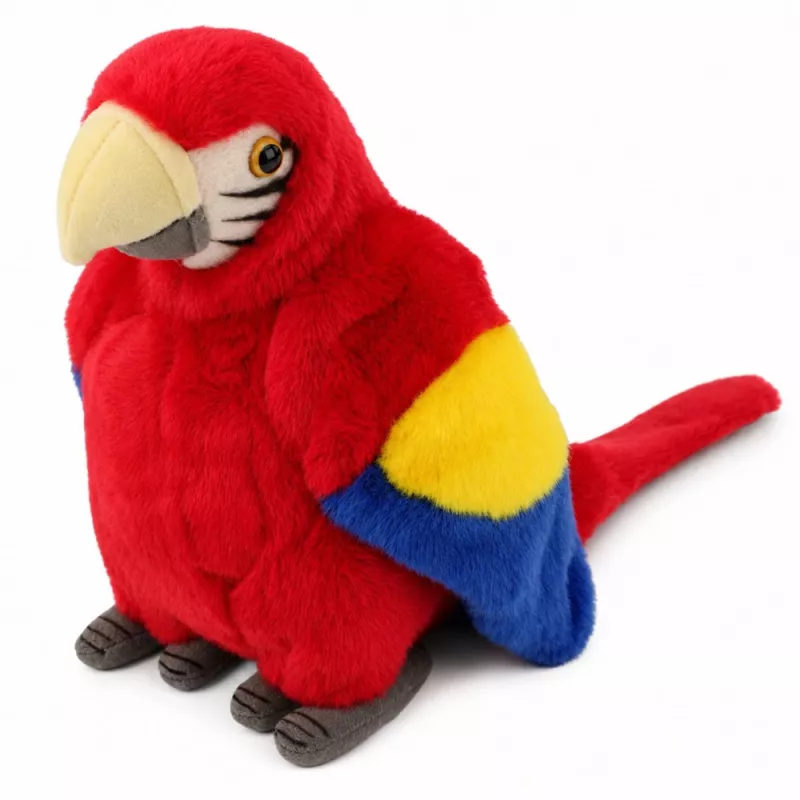 LEAN TOYS plyšový papagáj ara exotický vták maskot plyšová hračka červená 24 cm
