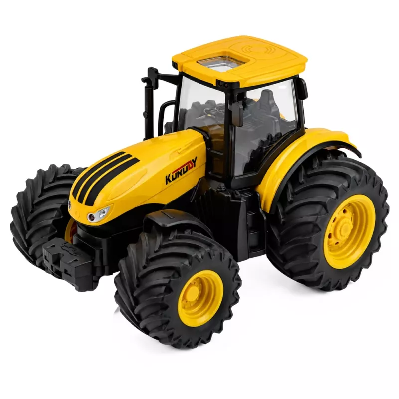 LEAN TOYS traktor so sejačkou a kultivátorom, svetlo a zvuk, žltý, 1:24