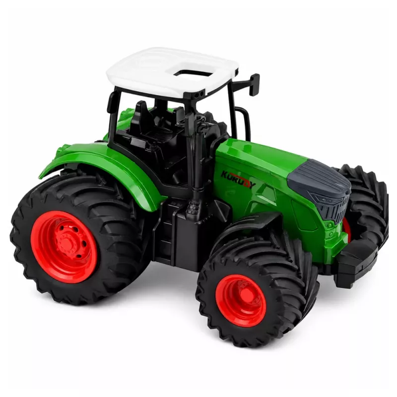LEAN TOYS poľnohospodársky traktor s dvojradličným pluhom, gumené pneumatiky, zelený, 1:24