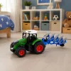 LEAN TOYS poľnohospodársky traktor s dvojradličným pluhom, gumené pneumatiky, zelený, 1:24
